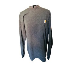 Carhartt Mens Gray Long Sleeve Pocket T Shirt Workwear Established Logo Size S