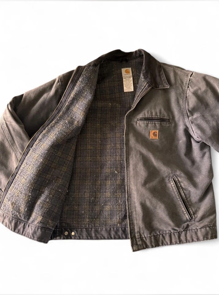 Vintage Carhartt Detroit Jacket 90s J97 PTL Lined Grey X-Large Tall - Image 4 of 4