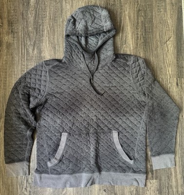 Marmot Galen Mens Hoodie Size XL Gray Diamond Quilted Pullover Sweatshirt