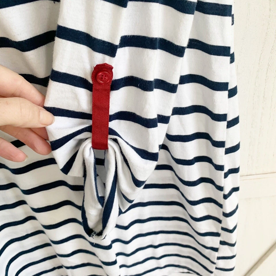 Camisa de dormir con capucha a rayas Nautica para mujer camisón azul marino blanco ancla pequeña Foto 4 de 4