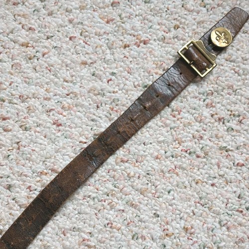 VTG Swiss Scout Belt Brown Leather Brass Buckle Fits Waist 25-37" 1950-1960*READ - Picture 7 of 11
