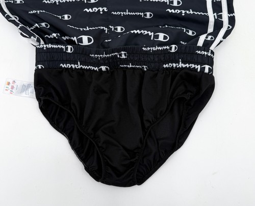 Champion Shorts Girls Youth Extra Large Black Lined Allover Logo Active Workout - Picture 7 of 16