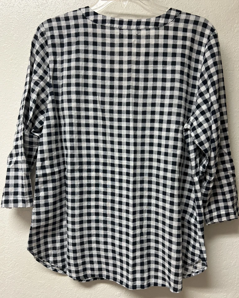 Blusa Van Heusen S/P para mujer mangas 3/4 ropa informal. Cuadros A Y/blanco Foto 3 de 3