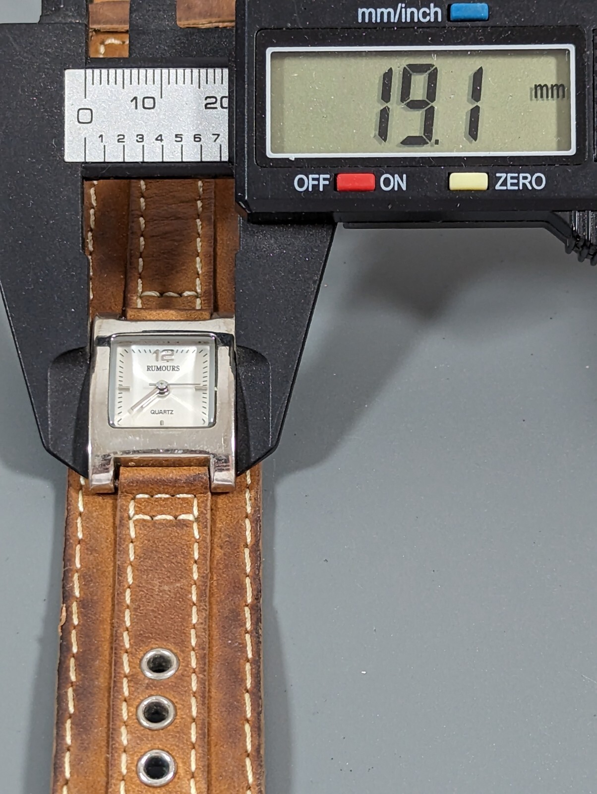 Rumours Silver Tone Dial Rectangle Case Brown Lea… - image 4