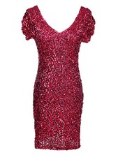 Sexy Short Sleeve Sequin Bodycon Mini Cocktail Party Club Dress