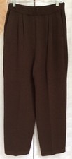 ST. JOHN Collection Marie Gray Wool Knit Chocolate Brown Pocketed Pants 8 FXP