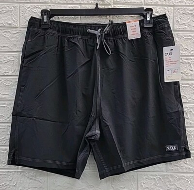 New SAXX Oh Buoy Stretch Volley Swim 7'' Shorts Black Size XLarge