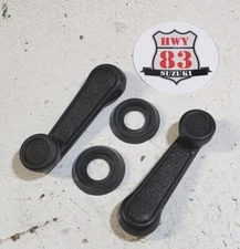 Geo Tracker WINDOW CRANK HANDLES Black handle PAIR 1989-98 + backing washers