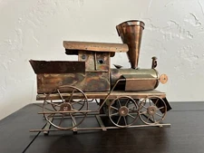 Vintage Music Box Tin Copper Steam Locomotive Retro Antique Train Decor Works