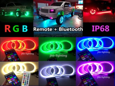 JHB 4x 15.5'' IP68 Bluetooth+Remote RGB COLOR Multi-function LED Wheel Rim Lights