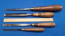 Lot of 4 Various Tang Wood Gouge Buck Brothers Ibotson Brothers