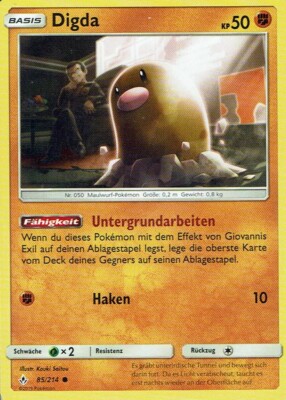   Pokemon Card SM10 Base Digda 85/214 Forces In Harmony German
