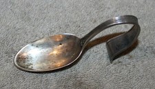ANTIQUE WHITING STERLING SILVER CHILD'S BENT SPOON PATENTED 1915