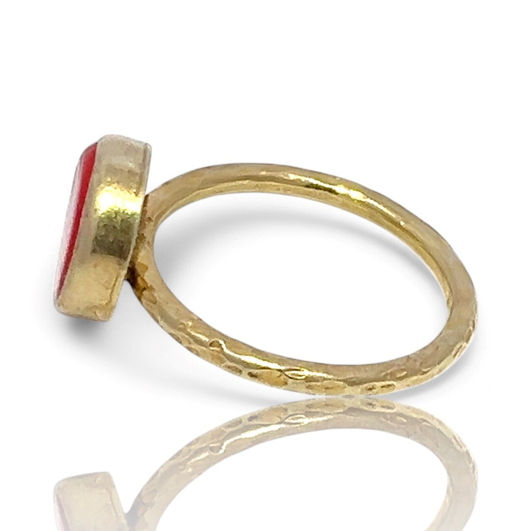 Stackable Sterling Silver Gold-Tone Orange Stone … - image 2