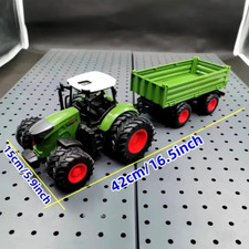 16.5 Inches/42Cm Large Farm Tractor Toys with Trailer, Realistic Farm Tractor Se