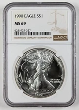 1990 American Silver Eagle $1 NGC MS69
