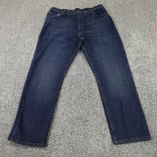 Wrangler Jeans Mens 40X30 Dark Blue Denim Pants Relaxed Western Cowboy Stretch