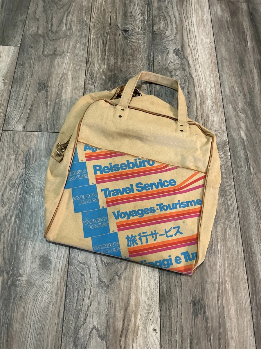 Vintage 70s American Express Travel Carry On Luggage Airline Bag