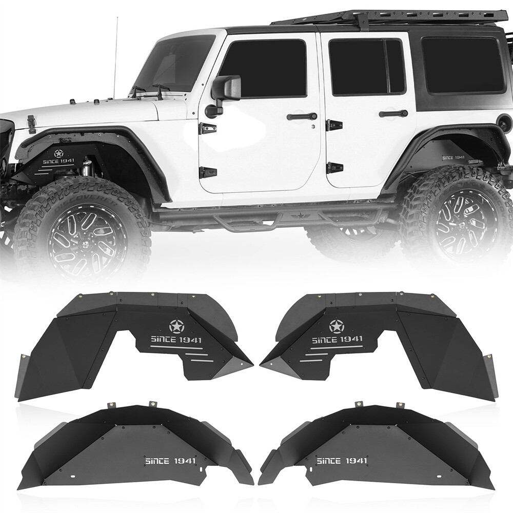 4Pcs Aluminum Front and Rear Inner Fender Liners Fit 2007-2018 Jeep Wrangler JK