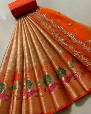 Indian Women Kanjiveram Silk Zari Lehanga Half Saree With Blouse and Duppta