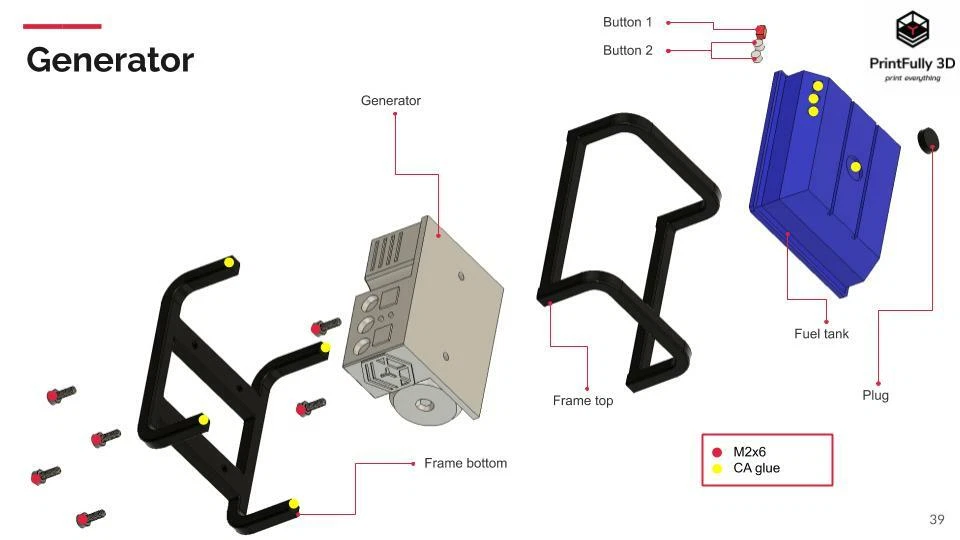 PrintFully3D Escala 1/10 Combustible Eléctrico Generador Impreso en 3D Accesorios sobre Orugas Foto 2 de 3