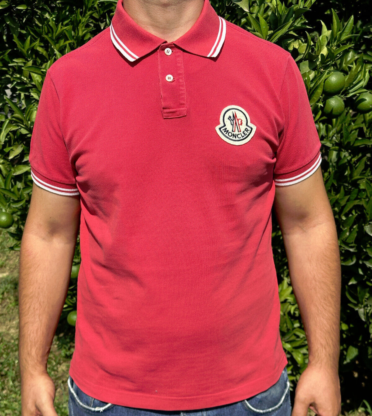 Moncler Grenoble Polo Blouse Casual Short Sleeve Tee Slim Fit Vintage Size L