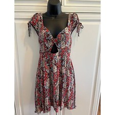 Free People Dress Floral Keyhole Side Zip Mini Dress Size XS NWT