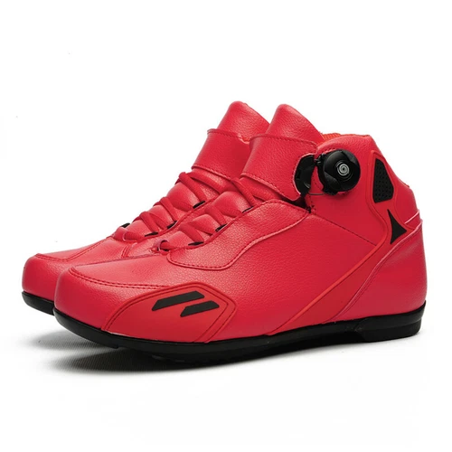 Professional Leather Motorcycle Boots Men Non-slip Bicycle Shoes Outdoor Sneaker - Picture 14 of 22