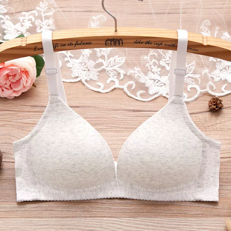 Womens Teen Girls Thin Cotton Bra Wire Free Everyday Training Bra