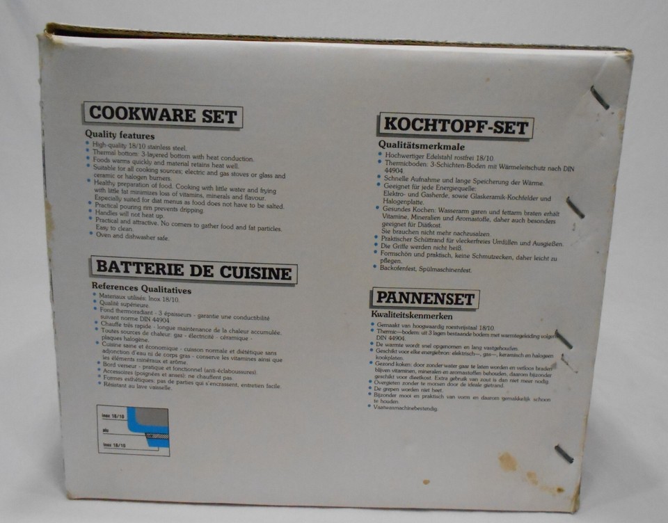 AMC Shuman Germany 18/10 Stainless 24 K NOS pots and pans cookware 12