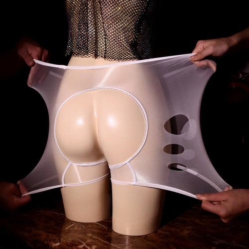 Plus Size Women Oil Shiny Glossy Sheer See-through Boxer Panties Shorts Free Cut - Bild 15 von 30