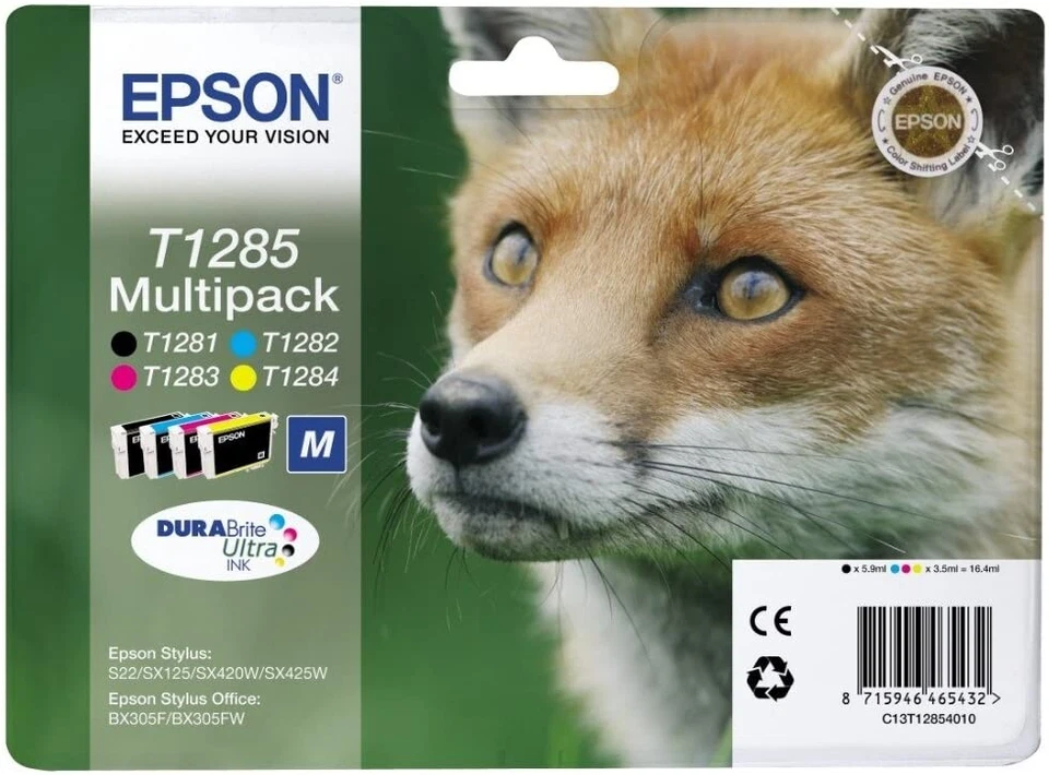 CARTUCCIA EPSON T1281 T1282 T1283 T1284 T1285 VOLPE ORIGINALE - MULTIPACK COLORI