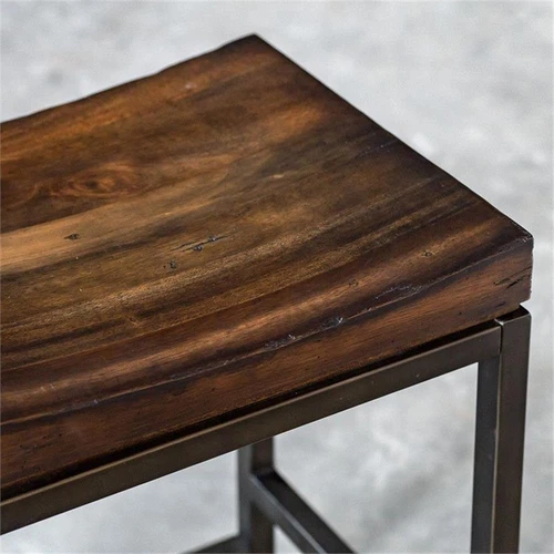 Uttermost Beck 24" Wood and Metal Counter Stool in Walnut and Brushed Steel - Picture 5 of 6