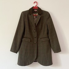 Joe Browns Longline Tartan Check Jacket Size Uk 12 Green Country Life Blazer
