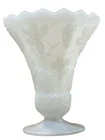 Vintage Anchor Hocking White Milk Glass Pedestal Bottom Vase w Grapevine Design