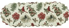 NEW Farmhouse Quilted TABLE RUNNER NATURE SINGS 13"x36" Cardinals Pine Christmas