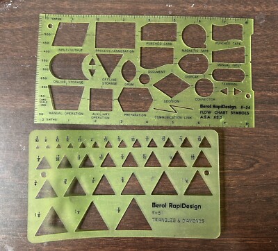 LOT OF TWO Vintage Berol RapiDesign Flow Chart R-54 / Triangles & Diamonds R-51