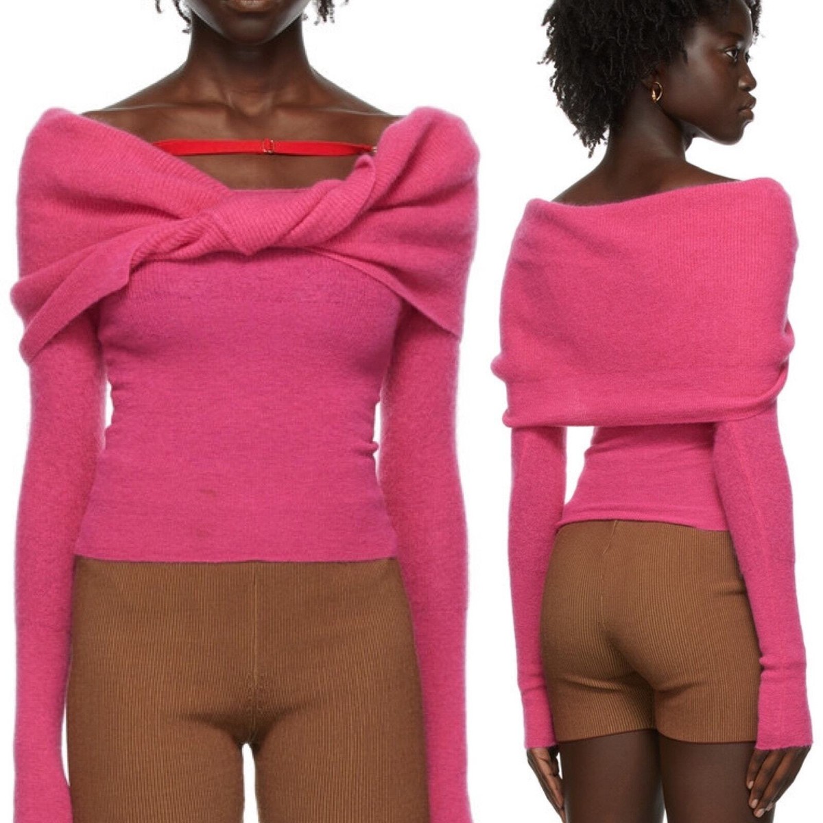 JACQUEMUS La Montagne 'La Maille Ascua' Pink Sweater Sz Small