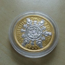 1953 Florin London Mint Coronation British Predecimal Coinage Golden Edition