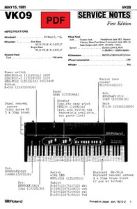 Roland VK-09 Service Manual with Electronic Schematics