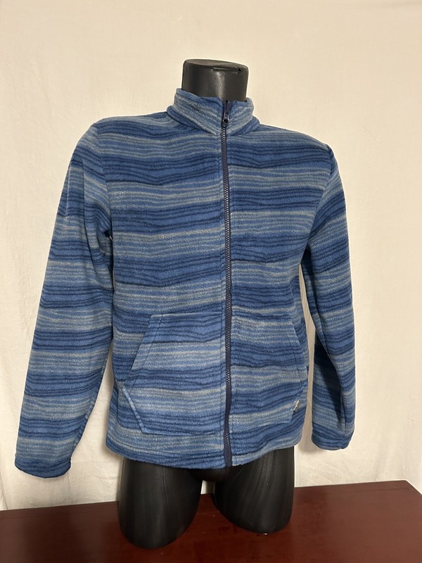 Eddie Bauer 1/4 Zip Pullover Fleece Jacket Blue Pattern Size Kids Large  14/16