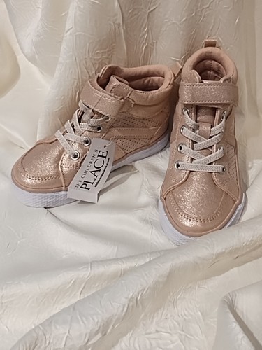 Toddler Shoes Rose Gold High top Fashion Sneakers Childrens Place Size 8 NEW - Picture 6 of 22