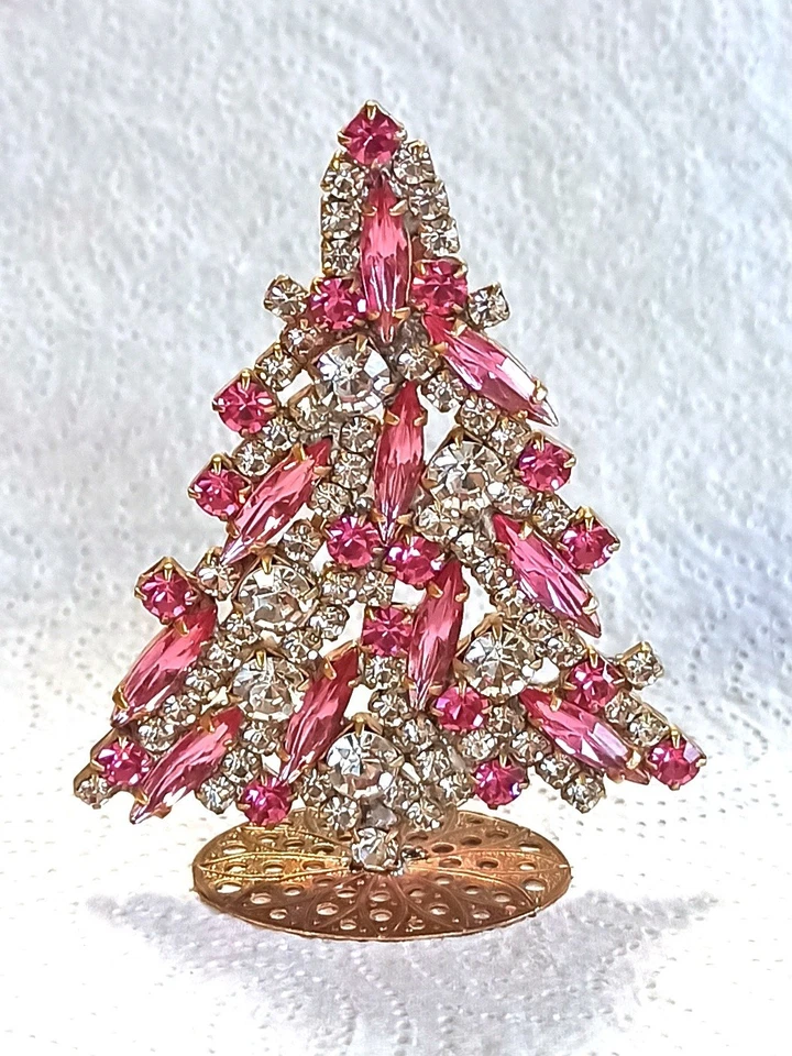 LILIEN CZECH JEWELRY Czech Rhinestone Standing Christmas Tree Navettes* - FREE SHIPPING