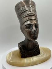 Vintage Egyptian hand made metal figurine Nefertiti bust SEE ALL COLLECTIBLE ART
