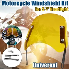 Universal for 5"-7" Round Headlight Motorcycle Yellow Windshield Windscreen Kit
