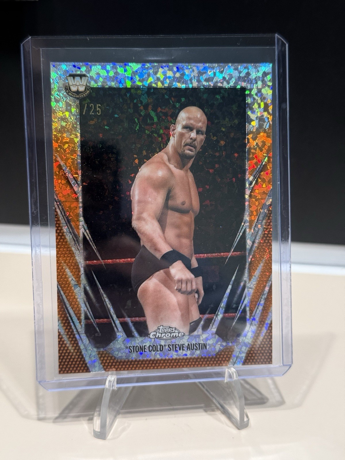 2026 Stone Cold Steve Austin Topps Chrome WWE Orange Mini Diamond Refractor /25