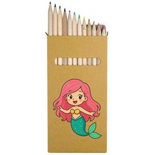 12 x 'Cute Mermaid' Long 178mm Coloured Pencils / Pencil Set PE00082833