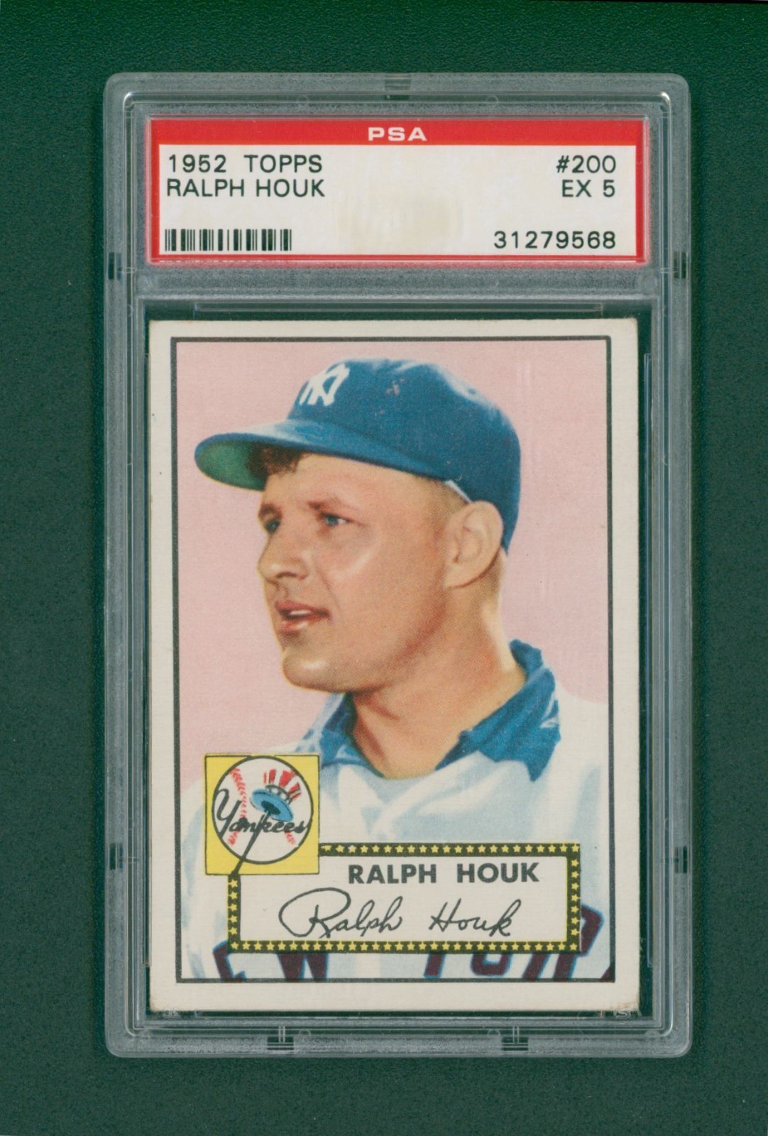 1952 Topps Baseball Card - #200 Ralph Houk RC, PSA 5 EX