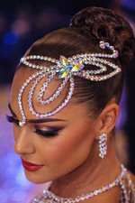 Rhinestones Crystals AB Ballroom Dance Hair Piece. Dance Jewelry