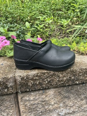 DANSKO PROFESSIONAL BLACK LEATHER CLOGS EU 40 Very Clean Worn 1x